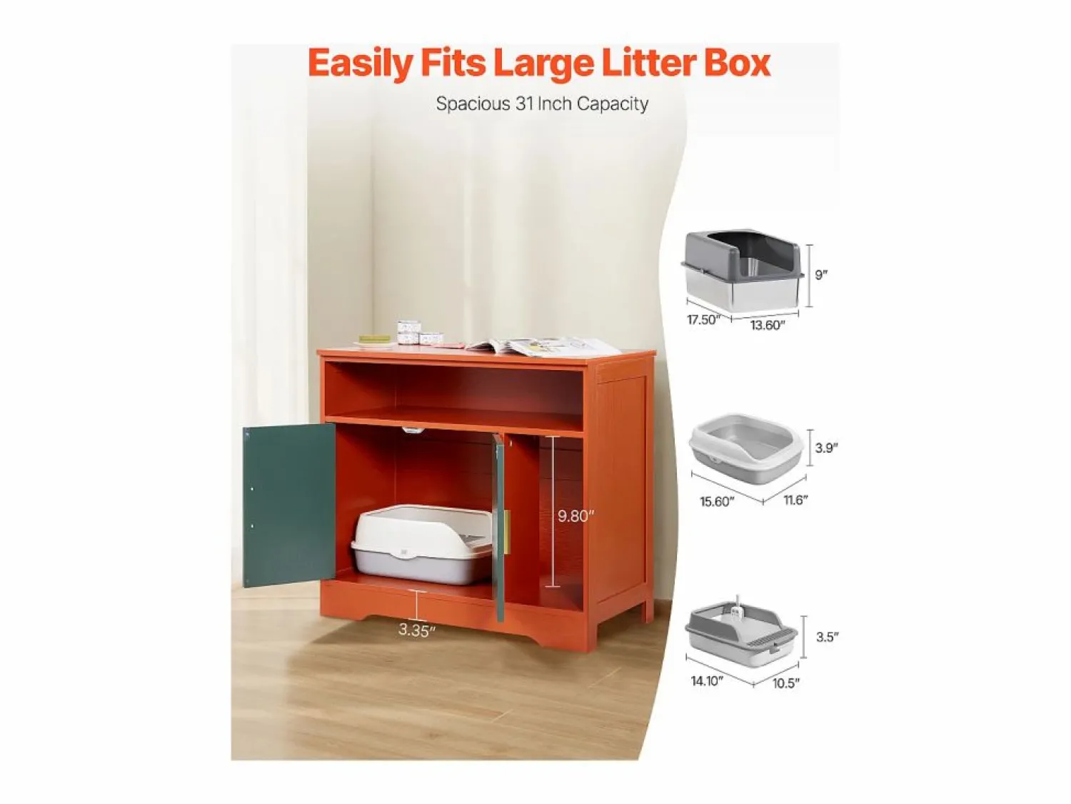 Higiene Y Cuidado De Mascotas * Mueble para Caja de Arena SucceBuy Gato Armario Esconder Casa de Baño de Gato Interior Moderno, Nicho Esconder-arena en Madera, Compatible, 79,2x43x71 cm, Verde