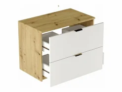 Mueble bajo lavabo con encimera de 80 cm, 2 cajones, roble Artisan / Orio < Online