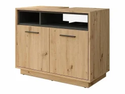 Mueble bajo lavabo roble artesanal/antracita 80x40x64 beatrice < Vicco New
