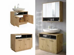 Mueble bajo lavabo roble artesanal/antracita 80x40x64 beatrice < Vicco New