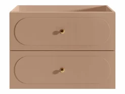 Vente-unique Mueble De Lavabo * Mueble bajo lavabo suspendido Rosa envejecido con tiradores doradas - L80 cm - SATOBAL Rosa palo
