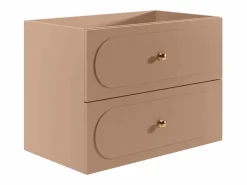 Vente-unique Mueble De Lavabo * Mueble bajo lavabo suspendido Rosa envejecido con tiradores doradas - L80 cm - SATOBAL Rosa palo
