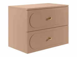 Vente-unique Mueble De Lavabo * Mueble bajo lavabo suspendido rosa antiguo con tiradores dorados - An80 cm - SATOBAL Rosa palo