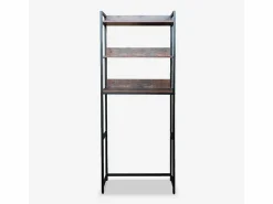 AHD Mueble Para Lavadora * Mueble baño para lavadora, secadora y WC 3 estantes 63x24x157 h Tamiq - Marrón - Negro Marru00f3n