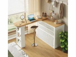 Hauss Spole Mueble Bar * Mueble bar extensible con 2 cajones y 2 puertas - Tapa extensible con ruedas - y madera Blanco