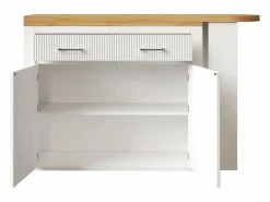 Hauss Spole Mueble Bar * Mueble bar extensible con 2 cajones y 2 puertas - Tapa extensible con ruedas - y madera Blanco