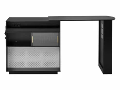 Hauss Spole Mueble Bar * Mueble bar giratorio con enchufes, iluminación LED y tablero perforado - Negro