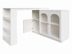 Hauss Spole Mueble Bar * Mueble bar giratorio con 3 puertas, 2 de ellas de cristal, estantes abiertos incluidos, cuerpo - 120x40x103cm Blanco