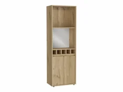 TuHome Vitrina * Mueble Bar Prana en melamina con 4 estantes , 2 puertas , 4 portabotellas y 6 portacopas , , 180 cm X 58.4 cm X 37 cm Beige