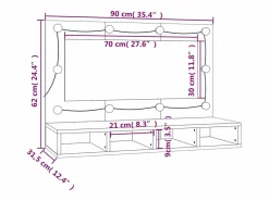 vidaxl Mueble De Pared Para Baño | Mueble con espejo y luces LED color roble Sonoma 90x31,5x62 cm