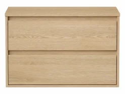 Vente-unique Mueble De Lavabo * Mueble de baño bajo lavabo con encimera, chapado en roble, 80 cm, MILIPAM Color natural claro