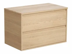 Vente-unique Mueble De Lavabo * Mueble de baño bajo lavabo con encimera, chapado en roble, 80 cm, MILIPAM Color natural claro