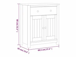 vidaxl Mueble De Pared Para Baño | Mueble de baño BERG madera maciza de pino 69,5x34x80 cm