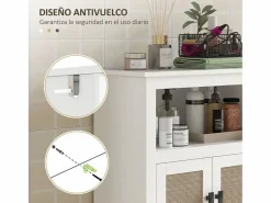 Homcom Mueble De Aseo | Mueble de baño Cataleya con 2 puertas /natural 90x60x30 cm