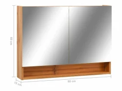 vidaxl Mueble De Pared Para Baño | Mueble de baño con espejo LED MDF roble 80x15x60 cm
