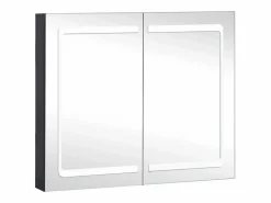 vidaxl Mueble De Pared Para Baño | Mueble de baño con espejo LED 80x12,2x68 cm