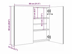 vidaxl Mueble De Pared Para Baño | Mueble de baño con espejo LED 80x12,2x68 cm