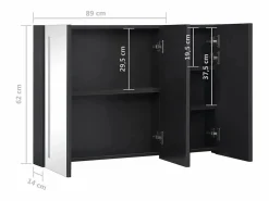 vidaxl Mueble De Pared Para Baño | Mueble de baño con espejo LED 89x14x62 cm