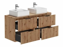 Vente-unique Conjunto De Baño | Mueble de baño con lavabo sobre encimera y columna, Natural claro, An120 cm, ZEVARA