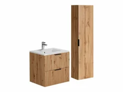 Vente-unique Conjunto De Baño | Mueble de baño con lavabo y columna, , An60 cm, ZEVARA