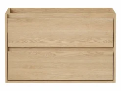 Mueble de baño flotante chapado en roble, 80 cm, MILIPAM < Vente-unique