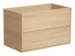 Mueble de baño flotante chapado en roble, 80 cm, MILIPAM < Vente-unique