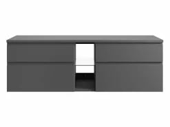 Vente-unique Mueble De Lavabo * Mueble de baño flotante, color antracita, Ancho 150 x Alt. 46 cm, MAGDALENA Gris
