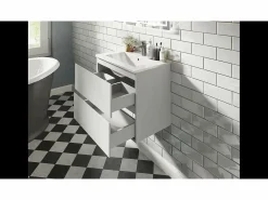Mueble de baño flotante con lavabo, 79 x 44.5 x 52 cm,Color Roble,Con 2 Cajones, Muebles de Alta Calidad, < Aica Online
