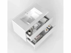 Aica Mueble De Baño Simple | Mueble de baño flotante con lavabo, 79 x 44.5 x 52 cm, Mate,Con 2 Cajones, Muebles de Alta Calidad,