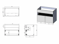 Vente-unique Mueble De Lavabo | Mueble de baño flotante con luces LED y encimera - Blanco y natural oscuro - Ancho 80 cm - POZEGA