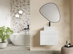 Mueble de baño suspendido con lavabo cuadrado , 60 cm, SATARA < Vente-unique Online
