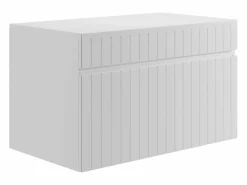 Vente-unique Mueble De Lavabo * Mueble de baño suspendido rayado con encimera, 80 cm, SATARA Blanco