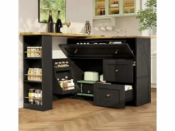 DripeX Mueble Bar | Mueble de bar extensible giratorio - con 2 puertas, 2 cajones y 3 nichos - MDF - 138/204×39×105cm -