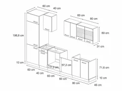 Mueble de cocina oro potencia roble/blanco 300x46x81.6 r-line < Vicco Discount