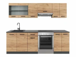 Mueble de cocina oro power roble/antracita 240x60x81.6 raul < Vicco Discount