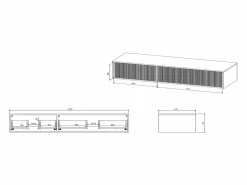 Vente-unique Mueble De Lavabo | Mueble de lavabo flotante rayado, mate, 150 cm, ARNEGA