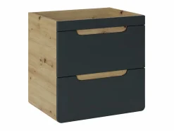 Vente-unique Mueble De Lavabo | Mueble de lavabo suspendido antracita y madera para el cuarto de baño - 60 cm - ARUBA