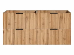 Mueble de lavabo suspendido con acabado ranurado, natural claro, 120 cm de ancho, ZEVARA < Vente-unique