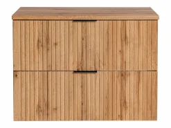 Vente-unique Mueble De Lavabo | Mueble de lavabo suspendido con acabado ranurado, , 80 cm de ancho, ZEVARA