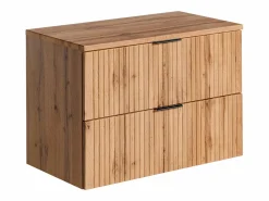 Vente-unique Mueble De Lavabo | Mueble de lavabo suspendido con acabado ranurado, , 80 cm de ancho, ZEVARA