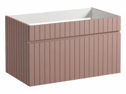 Vente-unique Mueble De Lavabo | Mueble de lavabo suspendido con acabado acanalado rosa, 80 cm, SATARA