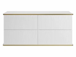 Vente-unique Mueble De Lavabo | Mueble de lavabo suspendido con borde dorado acanalado, , 120 cm de ancho, KELIZA