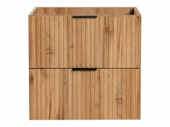Vente-unique Mueble De Lavabo | Mueble de lavabo suspendido con acabado ranurado, natural claro, 60 cm de ancho, ZEVARA