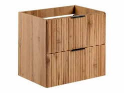 Vente-unique Mueble De Lavabo | Mueble de lavabo suspendido con acabado ranurado, natural claro, 60 cm de ancho, ZEVARA