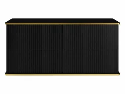 Vente-unique Mueble De Lavabo | Mueble de lavabo suspendido con borde dorado acanalado, , 120 cm de ancho, KELIZA