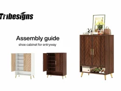 Mueble de zapatos con 2 puertas, mueble de almacenamiento de zapatos de 6 niveles, separadores ajustables, para el recibidor, salón, marrón < Tribesigns Sale