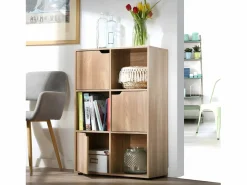Calicosy Librería * Mueble 6 estantes con 3 puertas Beige