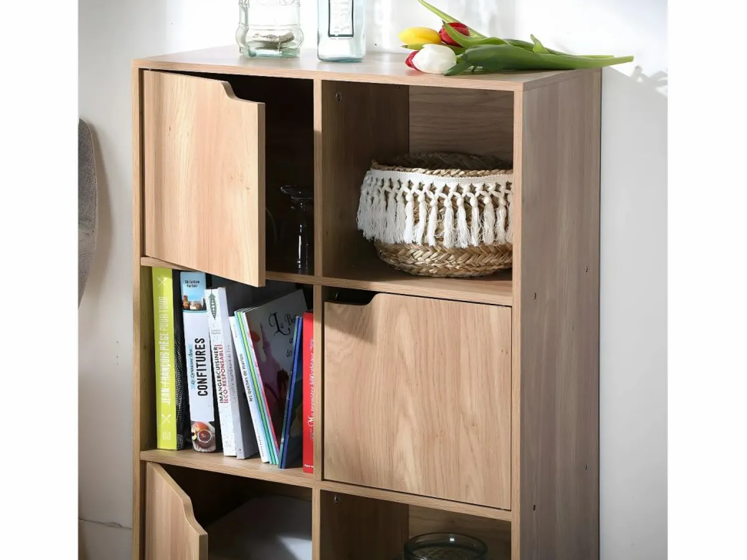 Calicosy Librería * Mueble 6 estantes con 3 puertas Beige