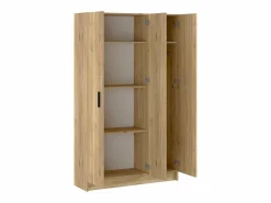 Armario | Mueble multiusos Armario Auxiliar Color Mauvella– 3 Puertas, 4 Baldas y Espacio para Escoba, Madera, Dimensiones 108x180x35 cm.
