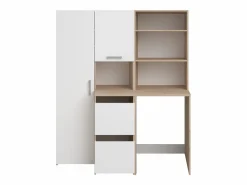 Vente-unique Mueble Para Lavadora|Columna De Baño * Mueble para lavadora con almacenamiento - Natural claro y blanco - L156 x Alt. 184 cm - ERKANO Color natural claro / Blanco